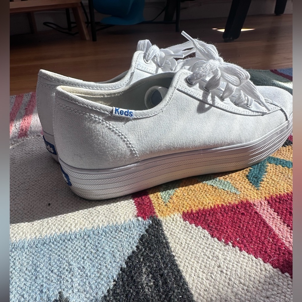 Keds Women's White Platform Lace up Sneakers